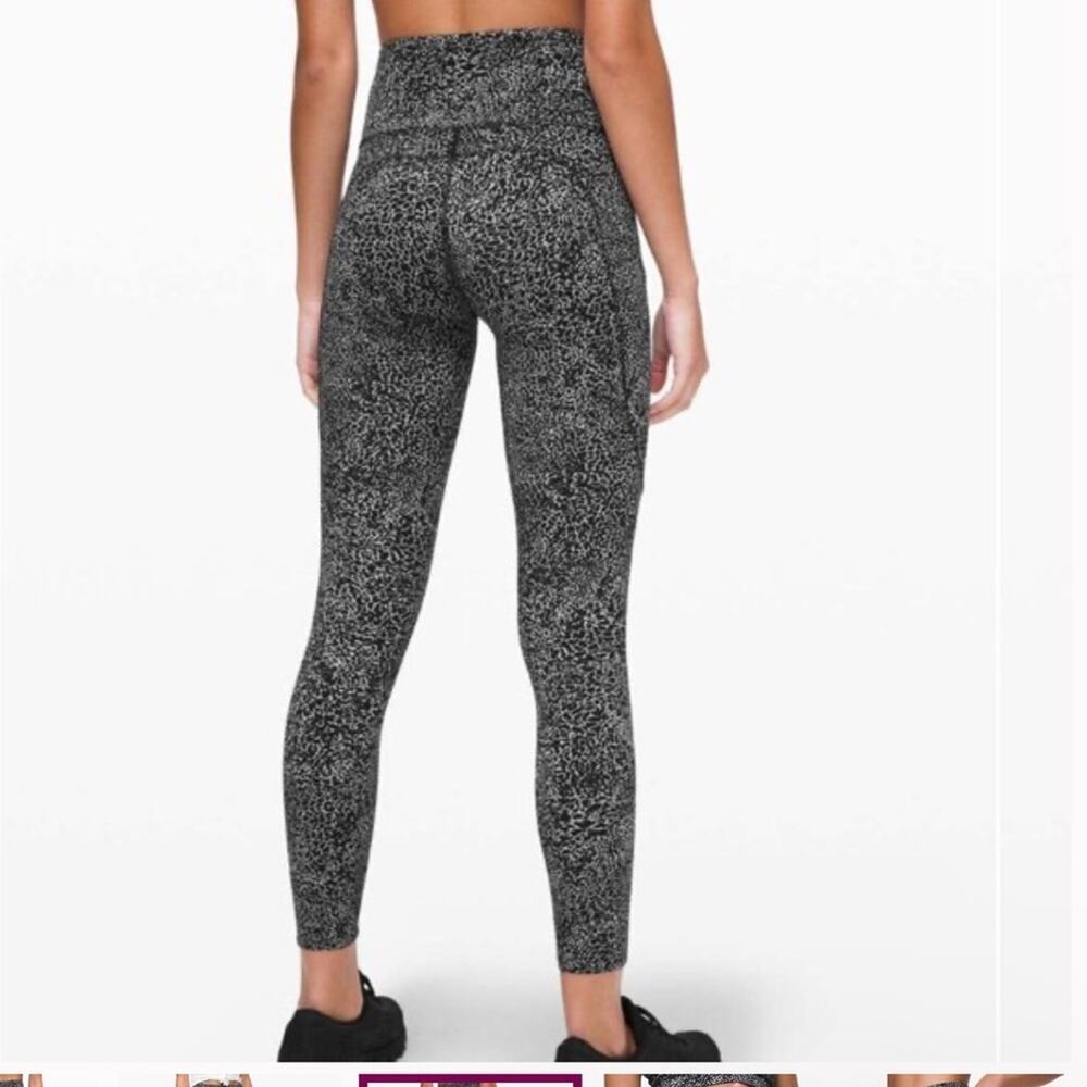 Lululemon Fast and Free Tight 24" Nulux Polar Shift Ice Grey Black Size 6 - Picture 4 of 9